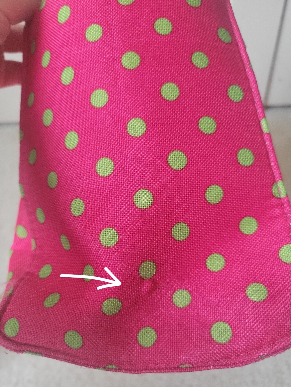 Pink Polka Dot Tote Bag with Lime Bow - Picture 11 of 16